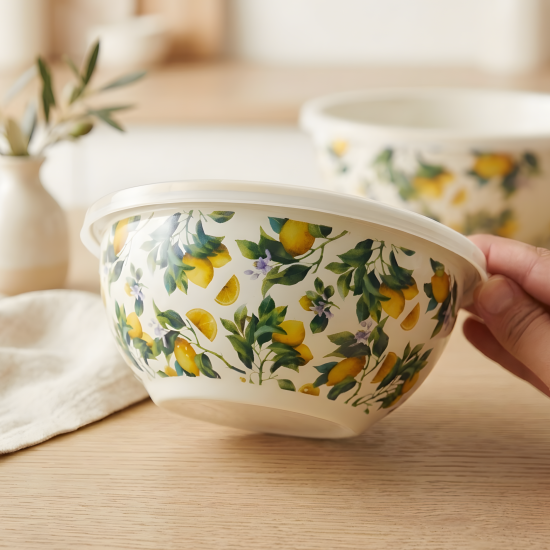 Lemon Pattern Metal Tupperware Set - 3 Pcs